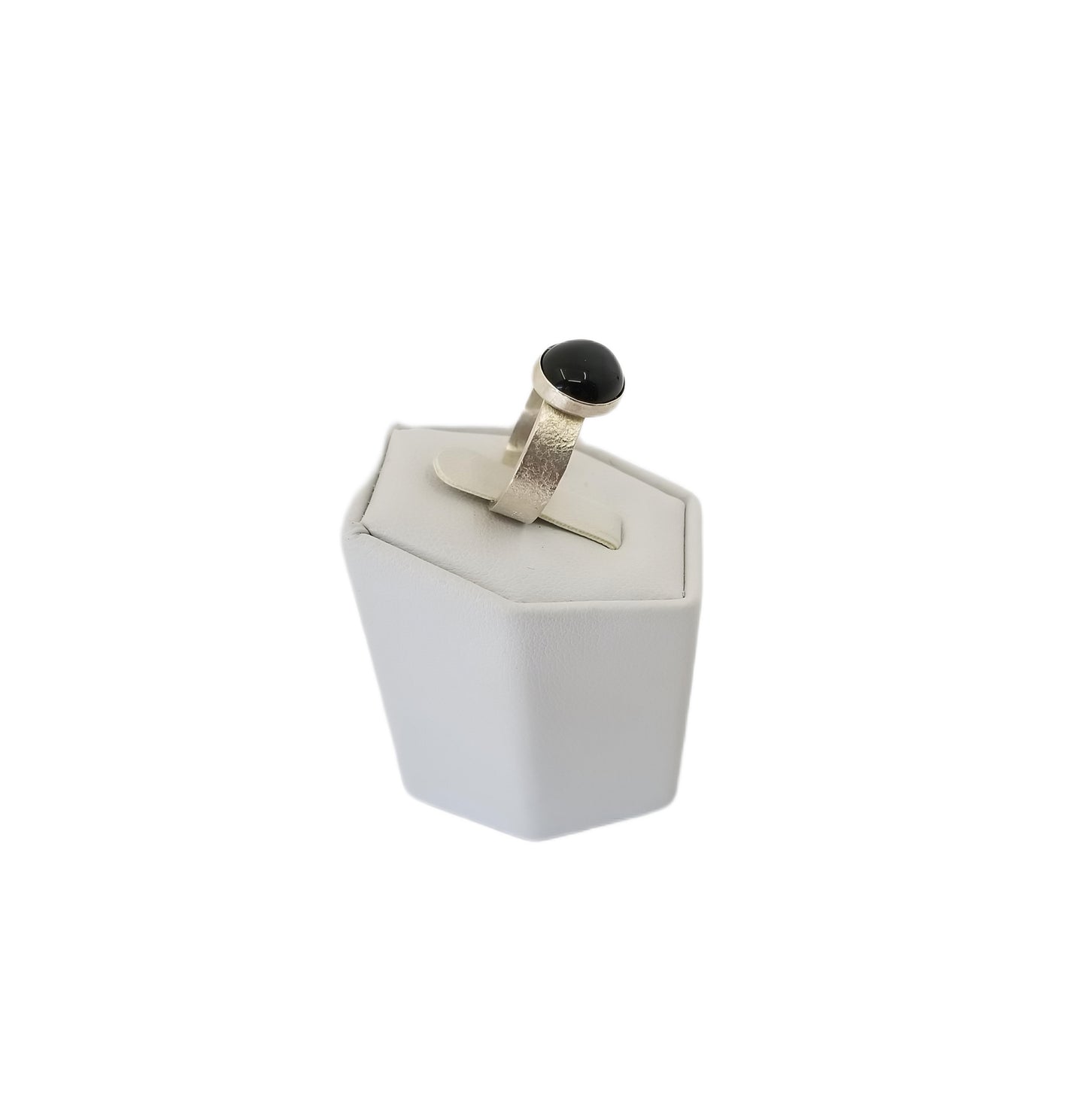 Argentium Silver Black Obsidian Textured Ring