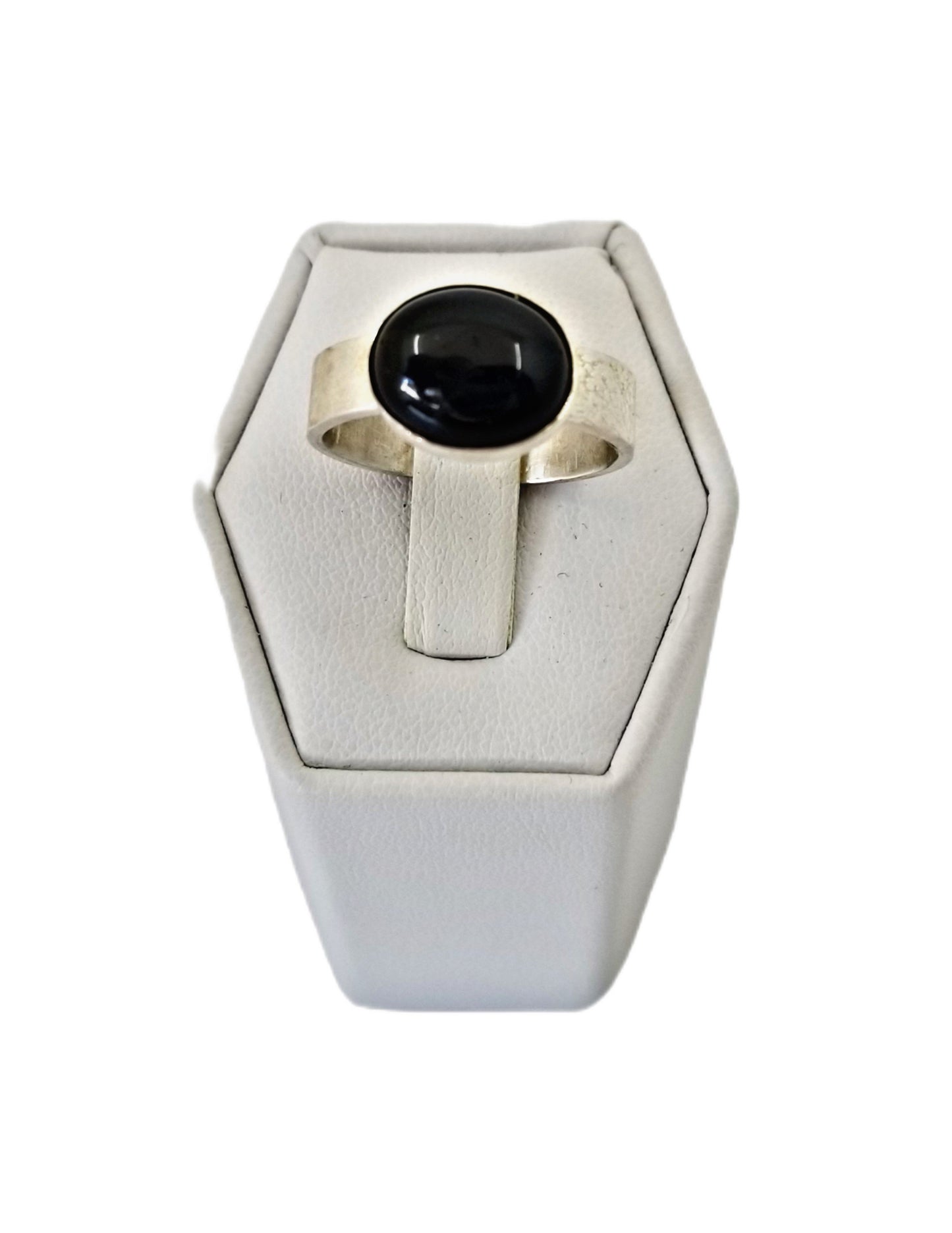 Argentium Silver Black Obsidian Textured Ring