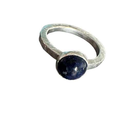 Argentium Silver Lapis Lazuli Textured Ring