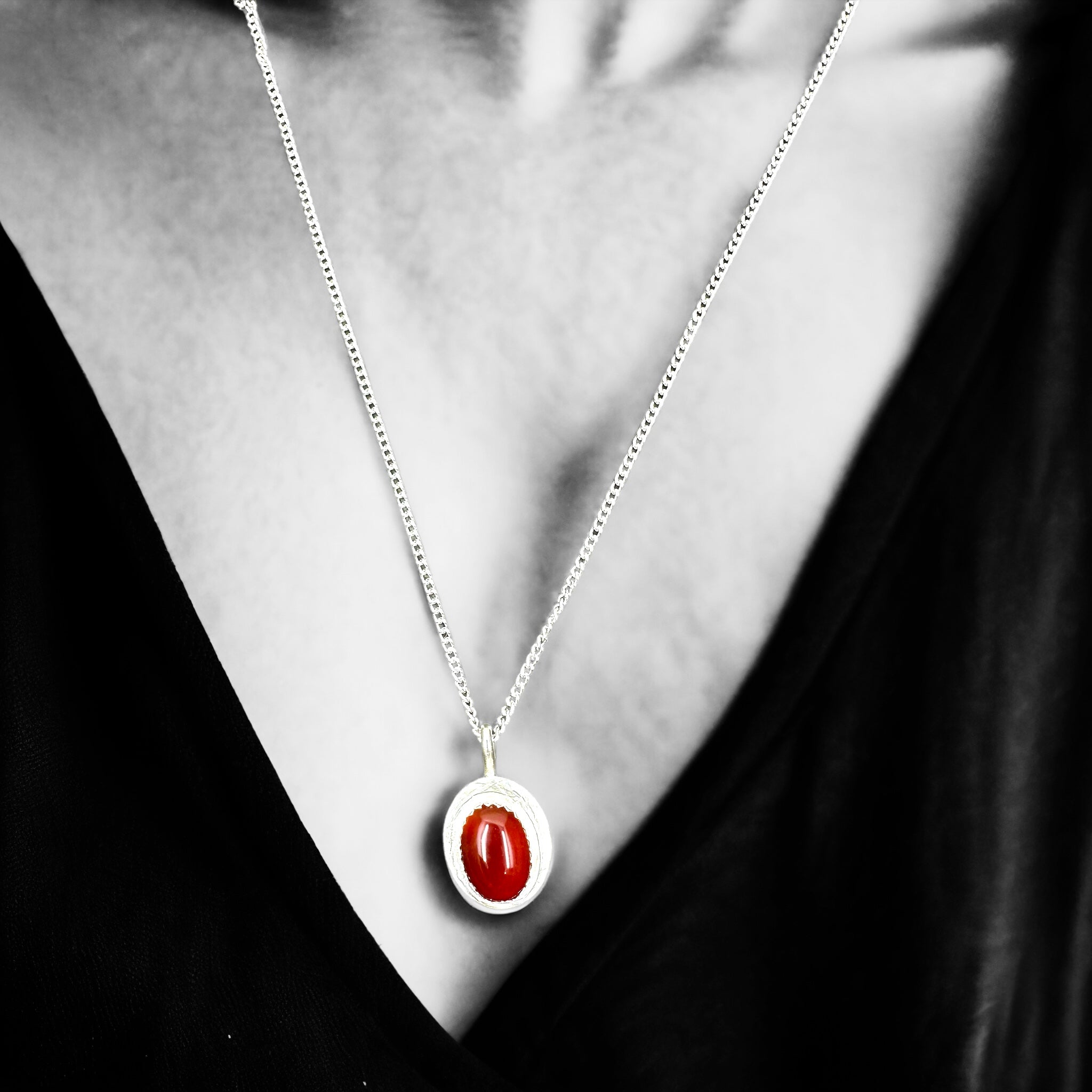 Introducing our Argentium Silver Carnelian Pendant: Unparalleled 