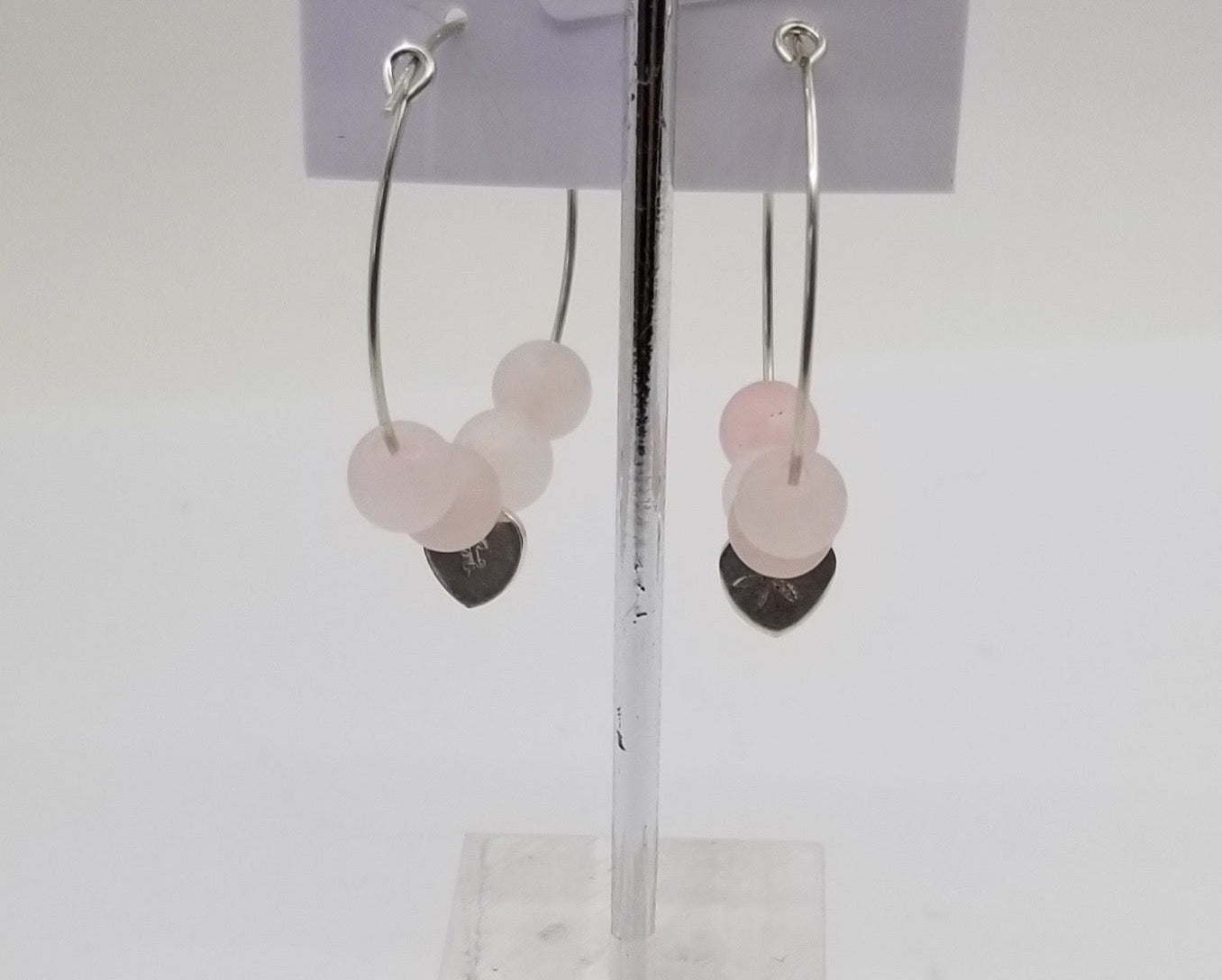 Argentium Silver Hoop Earrings: Elegance in Rose Quartz