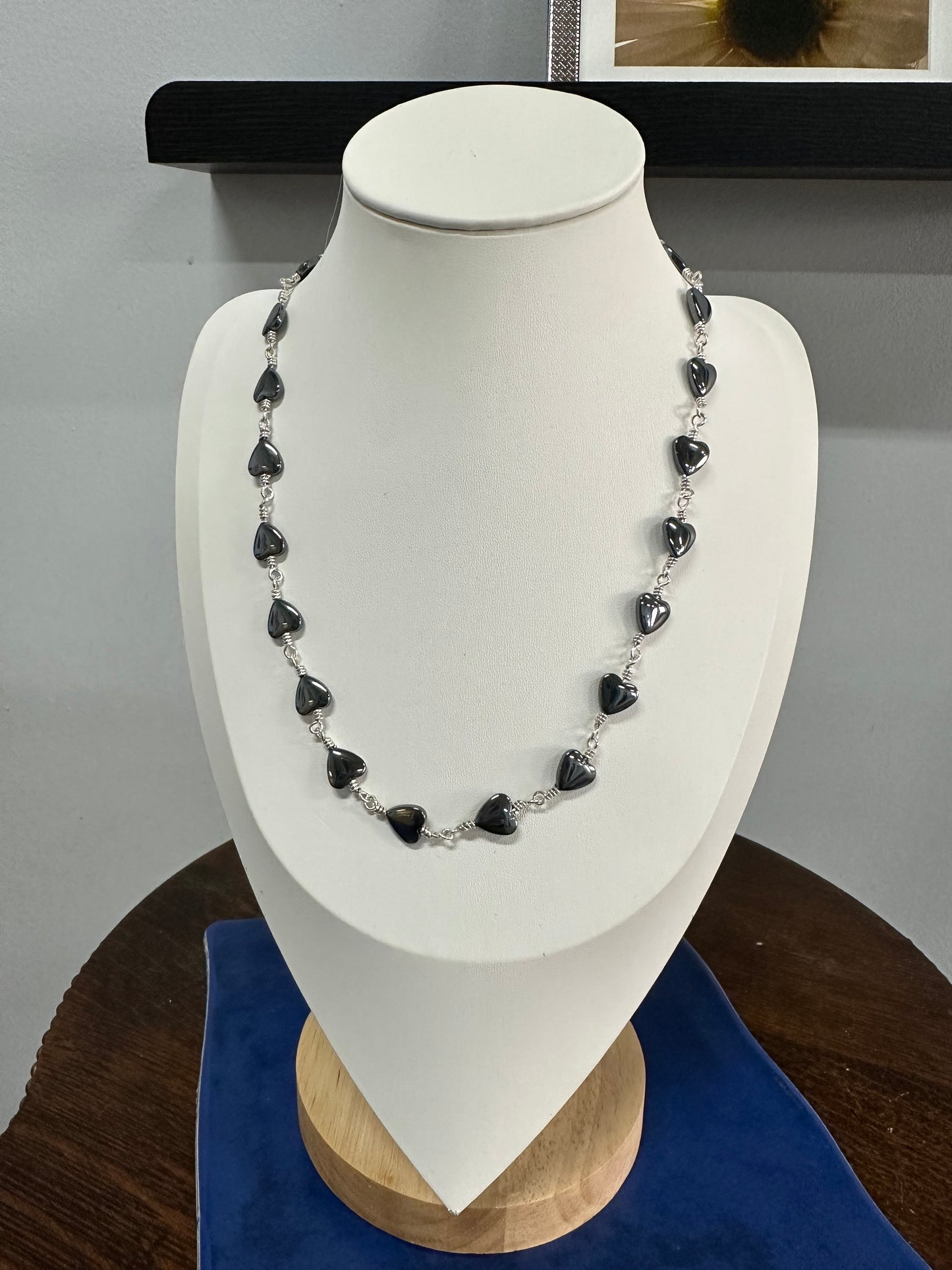 Necklace with Heart shaped Hematite