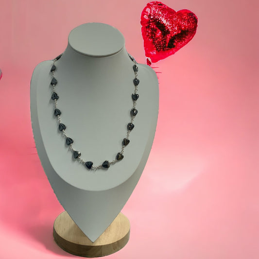 Necklace with Heart shaped Hematite