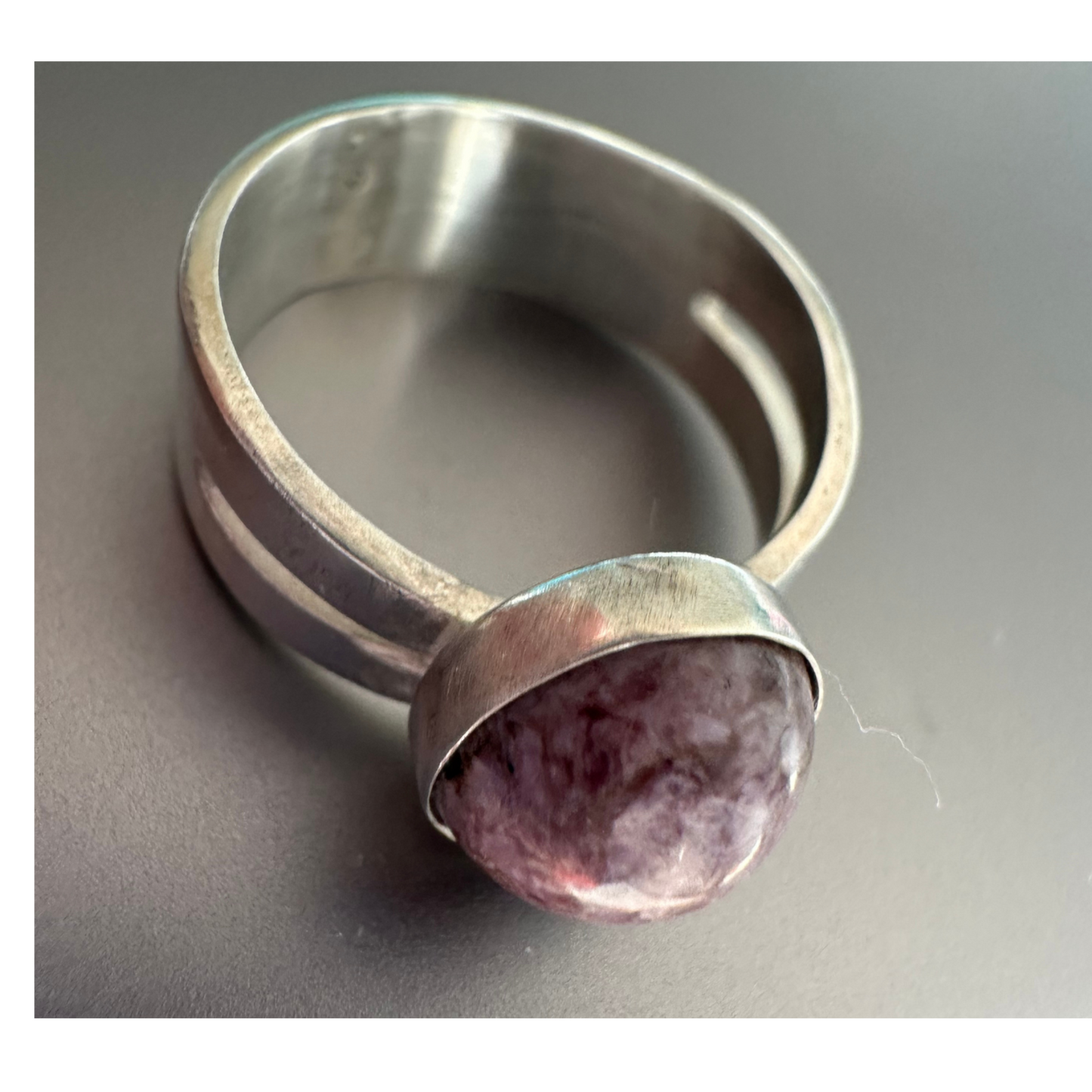 Argentium Silver Ring with Purple Sodalite