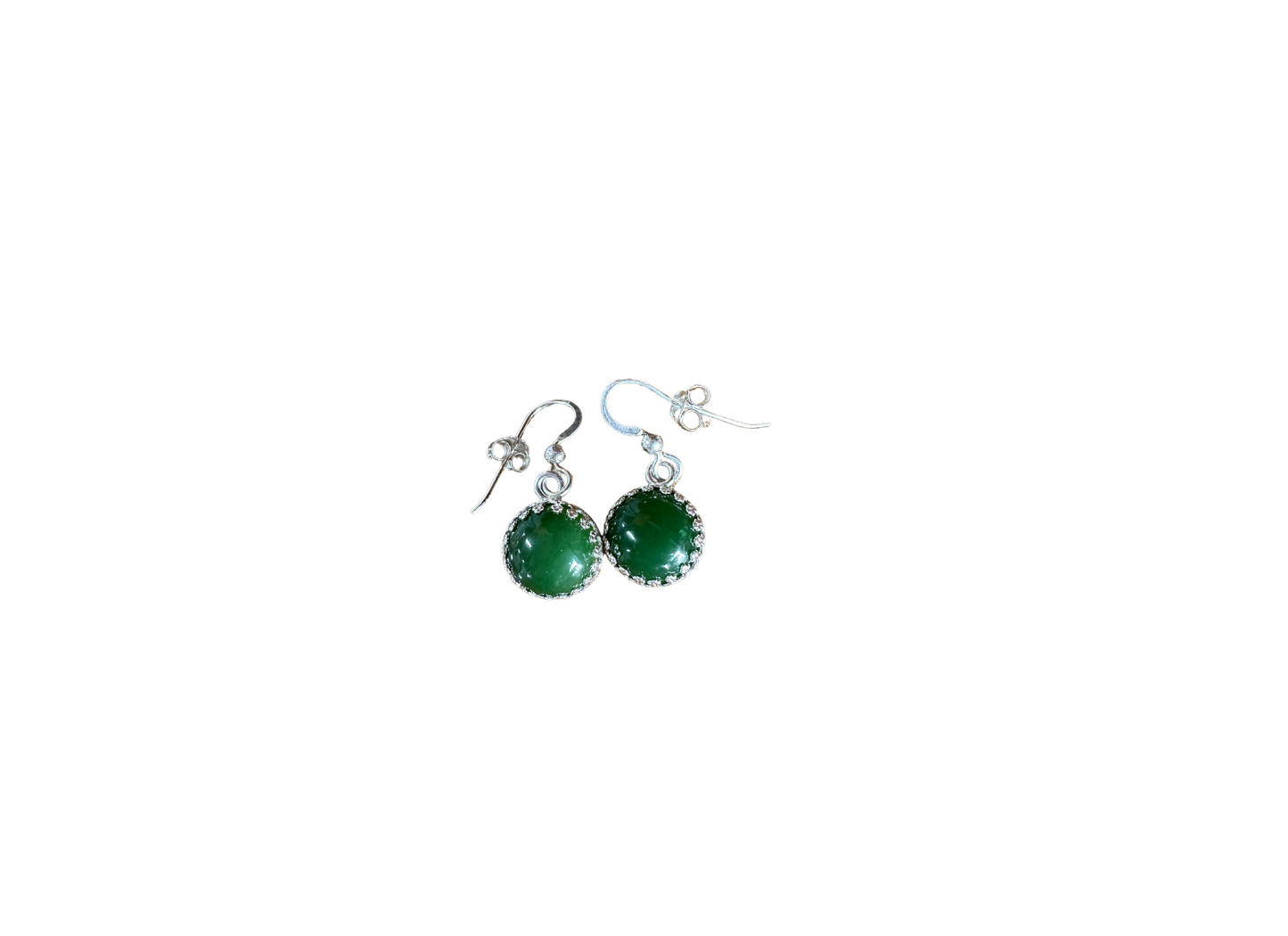 Jade Earrings set in Argentium Silver bezel cabachon setting