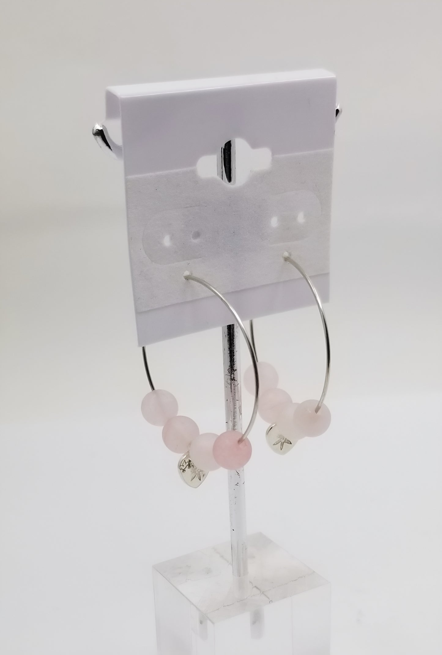 Argentium Silver Hoop Earrings: Elegance in Rose Quartz