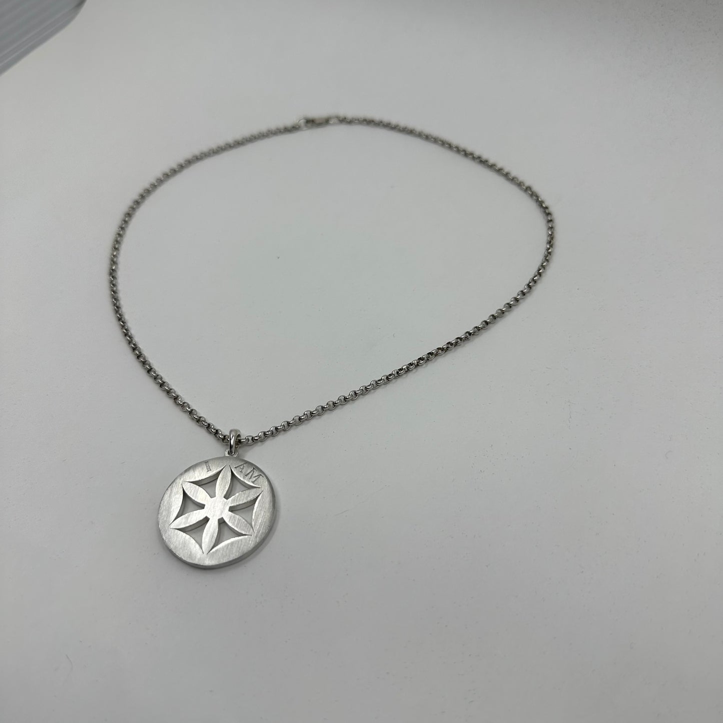 Flower of Life Argentium Pendant with Belcher Chain - Unisex